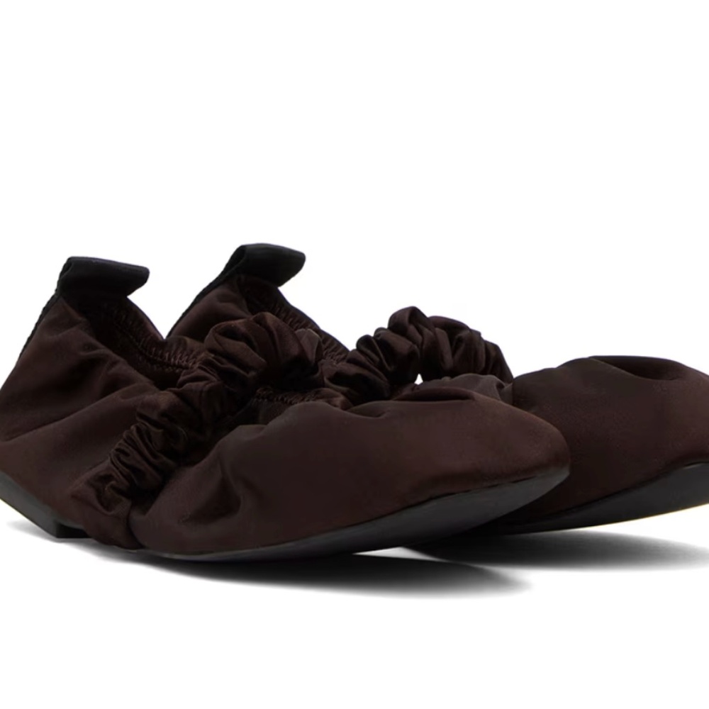 🌺GANNI Soft Square Toe Scrunchie Ballerina Flat 37